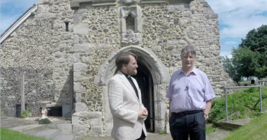 Christoph Bull and Revd Nigel Bourne at St Mary's Church Chalk